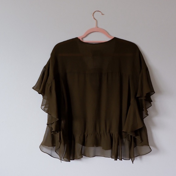 SOLD- RACHEL COMEY Floater Silk Blouse in Olive - Picture 6 of 11